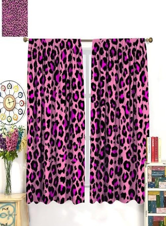 KANEPE Leopard Curtains, Pink Leopard Pattern Design Wild Animal Skin Spots Print Window Treatments, Retro Rod Pocket Thermal Insulation Drapes for Bedroom Living Room, 42" W X 45" L - Image 3